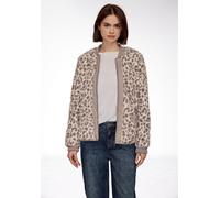 Blouson STREET ONE STUDIO, Damen, Gr. 46, cashmere grau, Stoff, Obermaterial: 100% Polyester; Futter: 100% Polyester, Animal-Print, normal normal, Rundhals, Bündchen, Jacken Blouson, Rundhalsausschnit