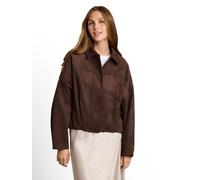 Blouson TOM TAILOR DENIM, Damen, Gr. XL, braun (cool schwarz braun), Velours, Obermaterial: 90% Polyester, 10% Elasthan. Futter: 50% Polyester, 50% Polyurethan, lässig geschnitten hüftbedeckend, Rundh