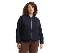 Blouson TOM TAILOR PLUS, Damen, Gr. 54, lunar eclipse, Web, Obermaterial: 95% Polyester, 5% Elasthan. Futter: 100% Polyester, unifarben, lässig geschnitten hüftlang, tiefer V-Ausschnitt, Jacken, mit R