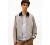 Blouson TOMMY JEANS "TJM REGULAR COTTON RANCH", Herren, Gr. XXL, grau (limestone dust), Web, Obermaterial: 100% Baumwolle, unifarben, regular fit normal, Rundhals, eingesetzt abgesteppte Kante, Jacken