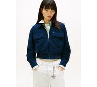 Blouson TOMMY JEANS "TJW CORD COACH JACKET IM", Damen, Gr. XS (34), schwarz night navy, Web, Obermaterial: 100% Polyester, unifarben, Rippbündchen, Jacken Blouson (86381160-XS) schwarz night navy