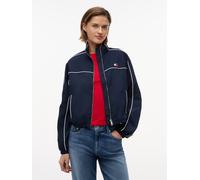 Blouson TOMMY JEANS "TJW NYLON PIPING JACKET", Damen, Gr. L (42/44), blau (schwarz night navy), Web, Obermaterial: 100% Nylon. Futter: 100% Polyester, kontrastfarbene Details, unifarben, regular fit h