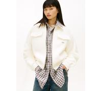 Blouson TOMMY JEANS "TJW OVS WOOL ZIP FRONT JACKET", Damen, Gr. M (38), ancient weiß, Web, Obermaterial: 55% Polyester, 45% Wolle, unifarben, regular fit, Jacken Blouson, mit Wolle (17131912-M) ancien