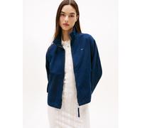 Blouson TOMMY JEANS "TJW REG ZIP COTTON JACKET EXT", Damen, Gr. M (38), blau (schwarz night navy), Web, Obermaterial: 100% Baumwolle, unifarben, hüftlang, elastischer Bund, Jacken Blouson (84037036-M)