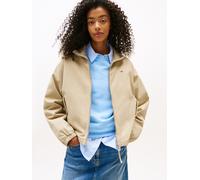 Blouson TOMMY JEANS "TJW REG ZIP COTTON JACKET EXT", Damen, Gr. XXL (44), beige (silt), Web, Obermaterial: 100% Baumwolle, unifarben, hüftlang, elastischer Bund, Jacken Blouson (53079001-XXL) silt