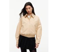 Blouson TOMMY JEANS "TJW SCRIPT COACH JACKET", Damen, Gr. XS (34), beige (sunday pastry), Web, Obermaterial: 58% Baumwolle, 42% Polyester. Futter: 100% Polyester, unifarben, kurz, Bündchen, Jacken Blo