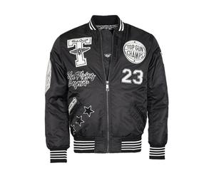 Blouson TOP GUN "TG25015", Herren, Gr. 52L, schwarz, Obermaterial: 100% Nylon. Futter: 100% Polyester. Wattierung: 100% Polyester. Strick: 95% Polyester 5% Elasthan, Strickbündchen, Jacken Blouson (14