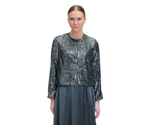 Blouson VERA MONT "Damen mit Pailletten", Damen, Gr. 36, grau (grau olive), Obermaterial: 93% Polyester, 7% Elasthan. Futter: 95% Polyester, 5% Elasthan, comfort fit, Rundhals, Jacken Blouson (9644130