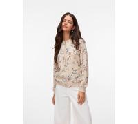 Blouson VERO MODA "VMCOCO L/S BOMBER AOP WVN NOOS", Damen, Gr. XS (34), silber (silber lining aop:summer), Web, Obermaterial: 96% Polyester, 4% Elasthan, bedruckt, regular fit normal, Rippbündchen, Ja