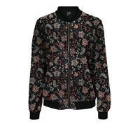 Blouson VERO MODA "VMCOCO L/S BOMBER AOP WVN NOOS", Damen, Gr. XS, schwarz aop:ally, Web, Obermaterial: 96% Polyester, 4% Elasthan, bedruckt, modisch, regular fit taillenbedeckt, Langarm Rippbündchen,