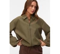 Blouson VERO MODA "VMNOVA SHORT JACKET", Damen, Gr. L, kalamata, Web, Obermaterial: 96% Polyester, 4% Elasthan, unifarben, normal normal, Jacken Blouson, mit Reißverschluss (90127663-L)