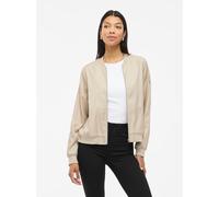 Blouson VILA "VIPAPAYA L/S BOMBER JACKET - NOOS", Damen, Gr. 36, beige (cement), Web, Obermaterial: 100% Polyester, unifarben, regular fit normal, Rundhals, Jacken Blouson (18211847-36)