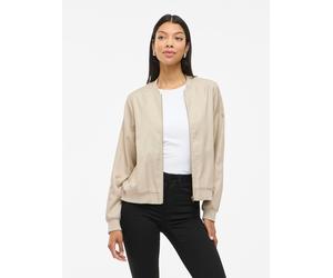 Blouson VILA "VIPAPAYA L/S BOMBER JACKET - NOOS", Damen, Gr. 44, beige (cement), Web, Obermaterial: 100% Polyester, unifarben, regular fit normal, Rundhals, Jacken Blouson, Kunstfaser (18211847-44) ce