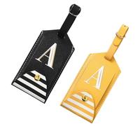 BLPRKOT 2 Stück Initial Luggage Tag, Pu Leder Gepäckanhänger Für Koffer Kofferanhänger Flugreise Luggage Tag Koffer- & Taschenanhänger Für Kreuzfahrten Kofferschilder Anhänger Koffer