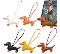 BLPRKOT 5 Stück Schlüsselanhänger Dackel, taschenanhänger, Welpe Hundetasche Anhänger, Leder Glücksbringer Keychain, Schlüsselring Hund, Geschenke