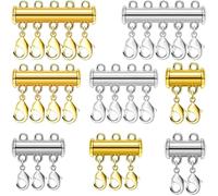 BLPRKOT 8 Stück Magnetischer Kettenverschluss, 2/3/4/5 Stränge Halskettentrenner Magnetische Verbinder Mehrsträngiger Extender für DIY Halsketten Armband Schmuckherstellung (Gold-Silber