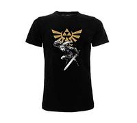 BLT Original Zelda Offizielles Link T-Shirt, schwarz mit Schwert für Erwachsene, Jungen und Kinder, Schwarz , Large