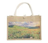 BLTYXT Jute Tote Bag Large Jute Bag Foldable Waterproof Shopping Bags Beach Bag Handbag Reusable Shopper Bags for Picnic Travel Shopping Beach