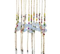 (Blue)Chinese Style Flower Pendant Bracelet for Couple Lucky Beaded Bracelet Bangles Jewelry Party Gift for Daily Wear