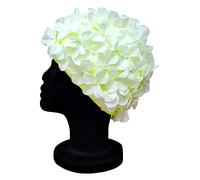 Blue Reef Leo Floral Damen Klassische Retro 3D Blume Blütenblatt Einfarbig Schöne Stilvolle Vintage Badekappe Badekappe Einheitsgröße Erwachsene (Hellgrün)