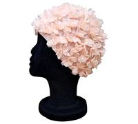 Blue Reef Virgo Floral Damen Klassische Retro 3D Blume Blütenblatt Einfarbig Hübsch Stilvolle Vintage Badekappe Badekappe Einheitsgröße Erwachsene (Pale Peach)
