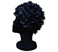 Blue Reef Virgo Floral Damen Klassische Retro 3D Blume Blütenblatt Einfarbig Hübsch Stilvolle Vintage Badekappe Badekappe Einheitsgröße Erwachsene (Schwarz)