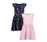 Jerseykleid BLUE SEVEN, Mädchen, Gr. 128, N-Gr, multipack 1, Jersey, Obermaterial: 100% Baumwolle, bedruckt, geblümt, geringelt, regular fit knielang, Rundhals, Flügelärmel Rüschen, Kleider Jerseyklei