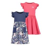 Jerseykleid BLUE SEVEN, Mädchen, Gr. 116, N-Gr, bunt (multipack 1), Jersey, Obermaterial: 100% Baumwolle, bedruckt, unifarben, Rundhals, Rüschen, Kleider Jerseykleid, 1x uni und 1x mit Alloverprint un