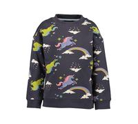 Sweatshirt BLUE SEVEN, Mädchen, Gr. 98, grau (dunkelgrau), Sweatware, Obermaterial: 95% Baumwolle, 5% Elasthan, bedruckt, regular fit normal, Rundhals, Rippbündchen, Sweatshirts (88869505-98) dunkelgr