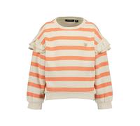 Sweatshirt BLUE SEVEN, Mädchen, Gr. 98, pink (melone), angeraute Sweatware, Obermaterial: 100% Baumwolle, geringelt, gestreift, Modisch, regular fit taillenlang, Rundhals, Rippbündchen, Sweatshirts, m