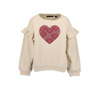 Sweatshirt BLUE SEVEN, Mädchen, Gr. 122, beige (kiesel), angeraute Sweatware, Obermaterial: 100% Baumwolle, bestickt, unifarben, normal normal, Rundhals, weit Rippbündchen, Sweatshirts Sweatshirt, Bau