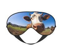 Blue Sky Meadow Süße Kuh Schlafmaske, Augenmasken zum Schlafen, doppelseitig, Schlafmasken für Damen und Herren, Verdunkelungs-Augenabdeckungen zum Schlafen, Reisen