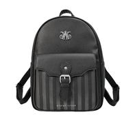 Blue Sky Studios Wednesday Premium Rucksack - "Misery Filled" Zitat - Schwarze PU Leder Gothic Tasche Nadelstreifentasche