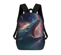 Blue Space Whale Modischer, Lässiger Kinderrucksack, 3D-gedruckter Schulrucksack Für Jungen, Großer Rucksack 17inch