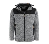 Blue Wave Herren Strickfleecejacke Fabio - Fleecejacke Strickjacke Jacke mit Softshell-Besatz in Grau Größe 4XL