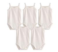 Blueleyu ärmelloses Tanktop, Body, für Babys, Mädchen, aus Baumwolle, 3er-Pack Strampler, 5 Stück Weiß, 50