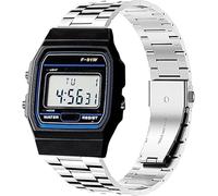 Blueshaweu 18mm 20mm 22mm Armband Kompatibel Für Casio Watch, Classic hohe Qualität Edelstahl Uhrenarmband Kompatibel Kompatibel mit Casio MDV106-1AV / MDV107 / F-91W (Silber, 18mm)