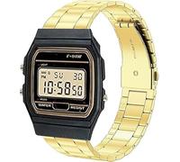 Blueshaweu 18mm 20mm 22mm Armband Kompatibel Für Casio Watch, Classic hohe Qualität Edelstahl Uhrenarmband Kompatibel Kompatibel mit Casio MDV106-1AV / MDV107 / F-91W (golden, 18mm)