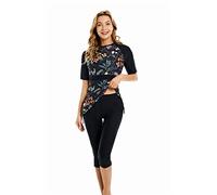 BlueSnow Rash Guard Beachwear Bescheidene Bademode für Damen Kurzarm-Badeanzug Burkini-Modest-Kostüm Übergröße (L, Y3)
