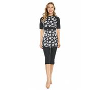 BlueSnow Rash Guard Beachwear Bescheidene Bademode für Damen Kurzarm-Badeanzug Burkini-Modest-Kostüm Übergröße (M, Y4)