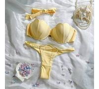 Blütenblatt-Patchwork-Bikini mit abnehmbaren Trägern, feste Cups, sexy 2-teiliger Badeanzug