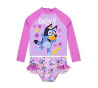 BlueY Badeanzug Mädchen, Langarm Schwimmanzug Mädchen, Schwimmanzug Kinder Mit Frills, Rosa 104