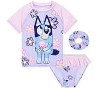 BlueY Badeanzug Mädchen Schwimmanzug Kinder und Kleinkind Einteiliger oder Zweiteiliger Bequemer Swimsuit für Sport Schwimmen Strand (4-5 Jahre, Lila with Scrunchie)