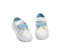 BlueY & Bingo Unisex-Kinder-Turnschuhe mit Mehreren Charakteren in Off-White | Alltagsschuh | Klettverschluss | Schuhe mit Cartoon-Print für den Schulanfang
