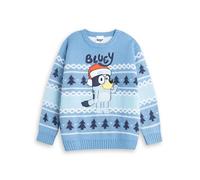BlueY Hellblauer Weihnachtspullover für Jungen | Langärmliger Rundhalsausschnitt mit Fair-Isle-Muster | Winterpullover mit Motiv | Festliche Strickwaren mit Cartoon-Motiv für Kinder