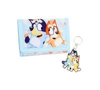 Bluey Jungen Geldbörse und Schlüsselanhänger Set | Kinder Cartoon Trifold Kleinkind Geldbörse mit coolem Design | Lustiges Geschenk für Kinder und Fans
