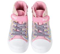 Bluey Kinder Mädchen High Top Sneaker - Segeltuchschuhe mit Klettverschluss-Riemen, Glitzer-Schnürsenkeln und seitlichem Reißverschluss, offizielles Lizenzprodukt, Blumenmuster, Größen 39-47, rose, 31