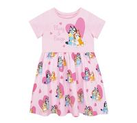 BlueY Kleider Für Mädchen | Kinderkleidung Mädchen | Glitzer Skaterkleid | Kurzarm Sommerkleid Kinder | Rosa 128