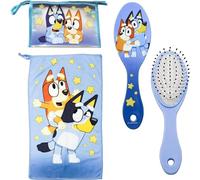 Bluey Kulturbeutel für Reisen, Zubehör mit Kamm, Handtuch und Tasche, Bluey Kulturbeutel für Reisen oder Schule, blau, Transparente Kosmetiktasche mit Reißverschluss