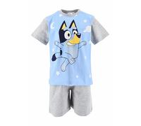 BlueY Kurzer Schlafanzug für Kinder, 2-teiliges Set aus Baumwolle, T-Shirt und Shorts, grau, 4 Jahre